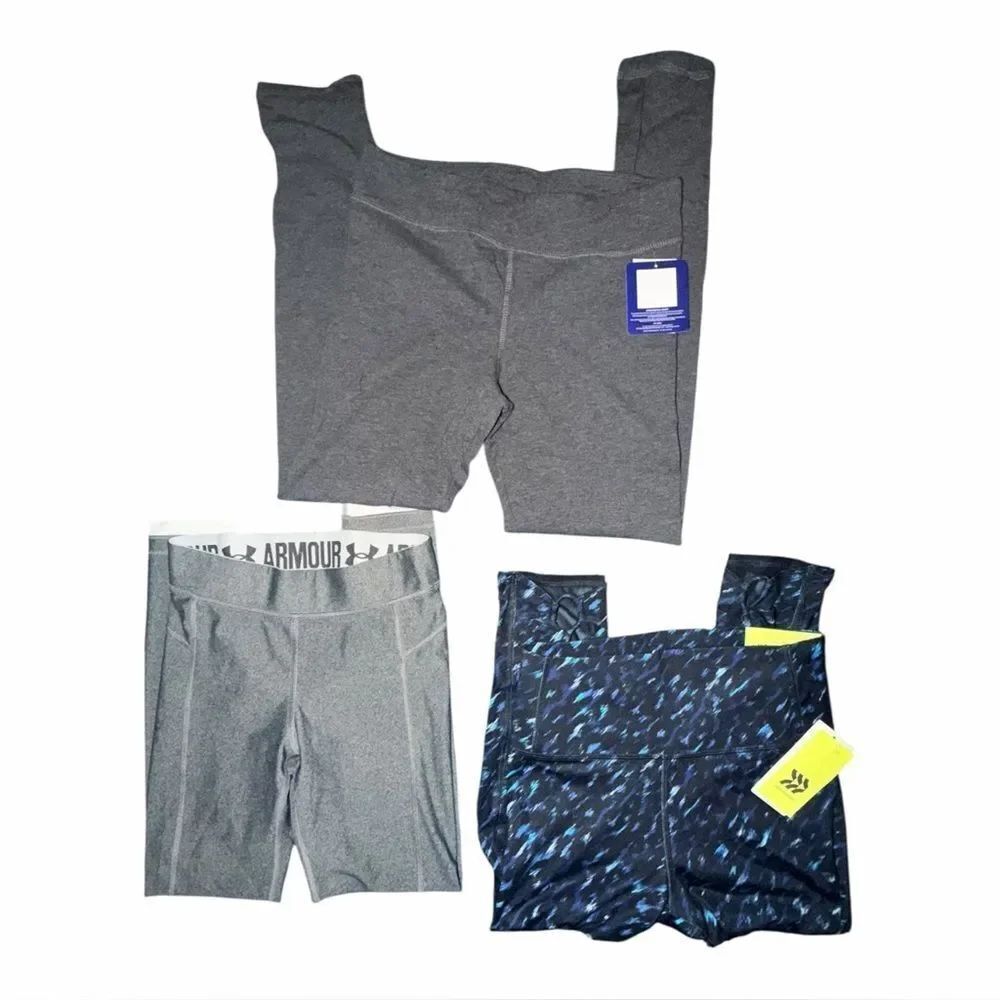 Girls Leggings Lot (3) Large Champion Under Armour All in Motion NWT EUC Workout